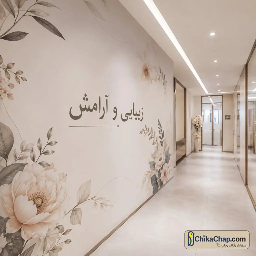 اجرای چاپ پی پی چسبی مات برای دکوراسیون داخلی و دیوارپوش کلینیک
